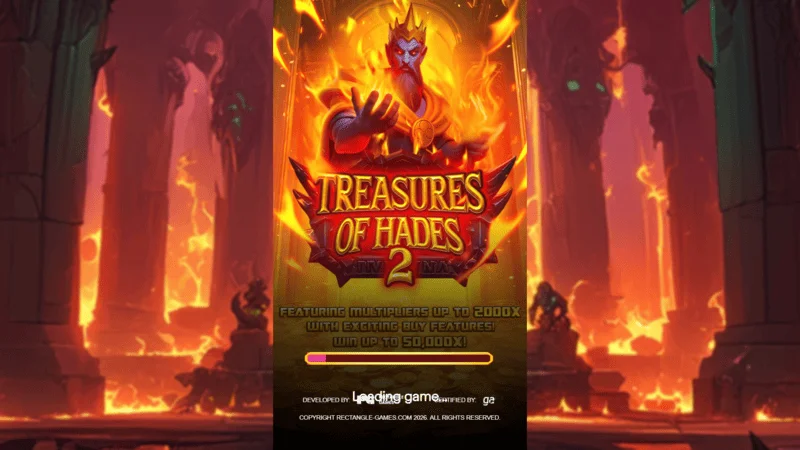Treasures of Hades 2 — 地下世界の神話的な設定を持つRectangle Gamesスロットのロード画面