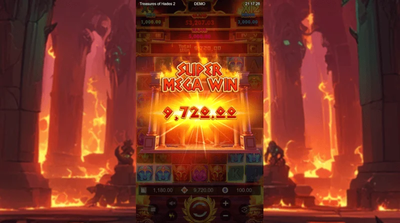 Treasures of Hades 2 — 累積マルチプライヤー付きFree Spinsラウンドでのスーパーメガ勝利